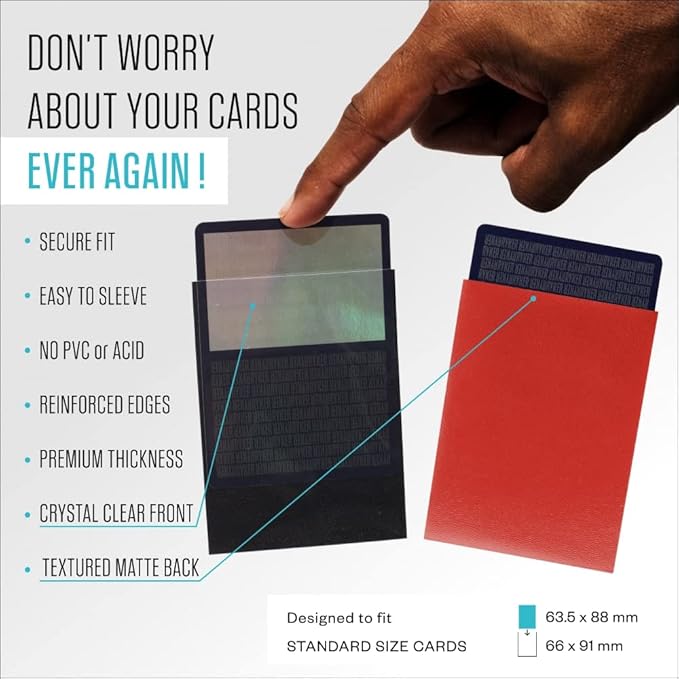 Ryker Sleeves Standard Size Matte Card Sleeves Compatible with Magic The Gathering MTG Pokemon Trading Cards and Board Games (1 Pack, Red)