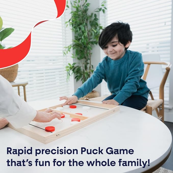 Fast Sling Puck Game - Slingshot Toy Games - Wooden Games for Family - Reliable Sling Puck Board Game - Fast-paced Fun for Family Night - Sling Puck Game by Bayview