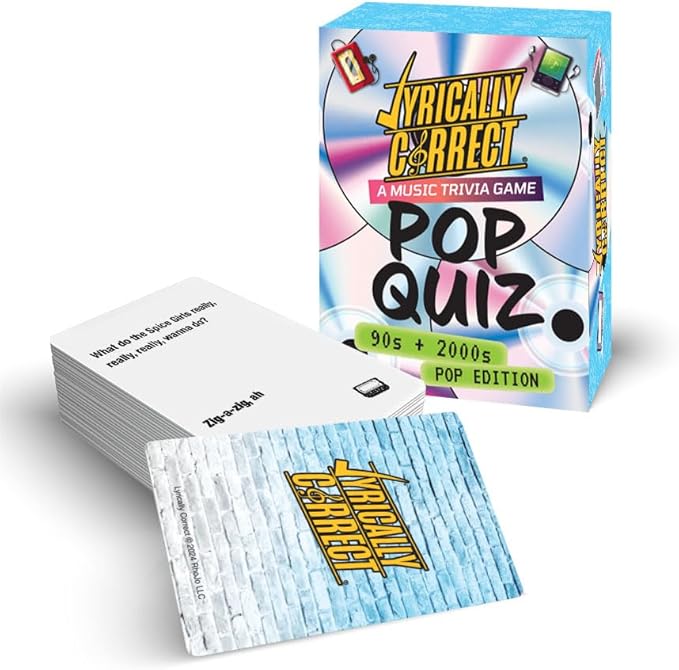 Lyrically Correct '90s & 2000s Pop Music Trivia Card Game for Friends, Fun Party Game for Adults, Family Game Night, Finish The Lyrics Challenge, and Pop Music Trivia
