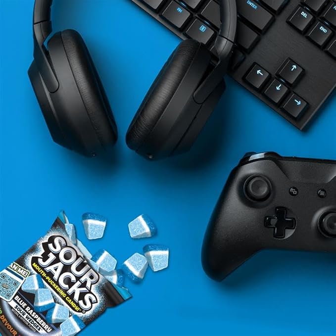 SOUR JACKS, Sour Gummy Wedges, Blue Raspberry Flavored Candy, 5oz Bag (12 Pack)