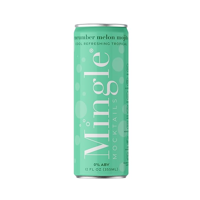 Mingle Mocktails Cucumber Melon Mojito, Premium Non-Alcoholic Drinks, Refreshing Pre-Mixed Drinks, Healthy Alternatives, Canned Mocktails, 12 fl. oz. Cans, Pack of 24