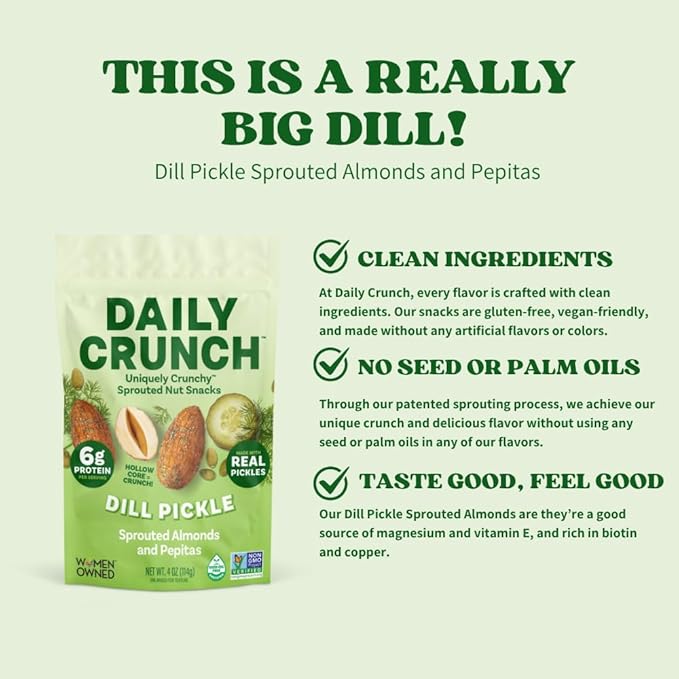 Daily Crunch, Zero Seed Oils, Gluten Free, 4oz (2 Pack, Dill Pickle)
