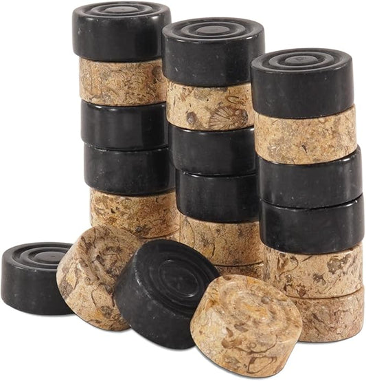 Radicaln Marble Checker Figures 1.25'' Inches Black and Coral Handmade Outdoor Board Game Draughts Checker Pieces Travel Chess Set Classic Board Game Checkers Outdoor Games