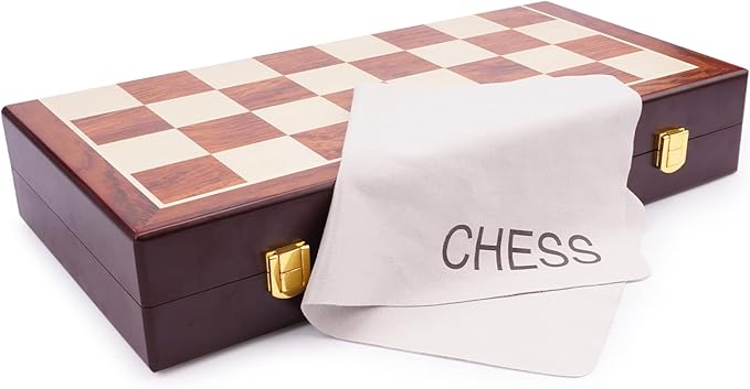 15" Metal Chess Sets for Adults with Zinc Alloy + Acrylic Chess Pieces & Portable Folding Wooden Chess Board Travel Chess Set Board Game Gift – Elegant Metal Chessmen & Storage Box