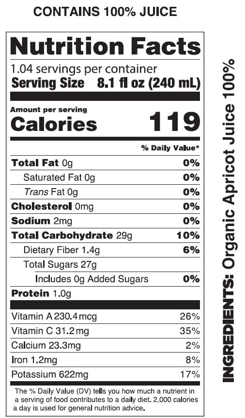 Pomona Organic Apricot Juice, Cold Pressed USDA Organic Juices, 100% Apricots, No Added Sugar, Not From Concentrate, Vegan, Kosher, Non GMO, Pasteurized, 8.4 oz Glass Bottles (Pack of 12)(Packaging May Vary)