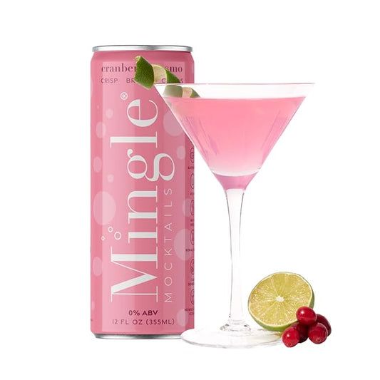 Mingle Mocktails Cranberry Cosmo, Premium Non-Alcoholic Drinks, Tangy and Sweet Pre-Mixed Drinks, Healthy Alternatives, Canned Mocktails, 12 fl. oz. Cans, Pack of 12