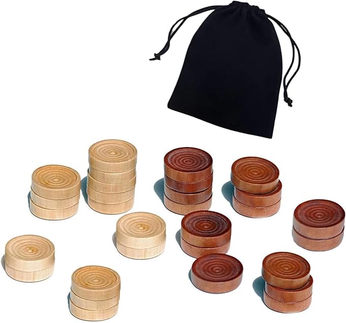 Checkers Pieces -Backgammon Pieces-Dark Brown/Natural 15tablets Each