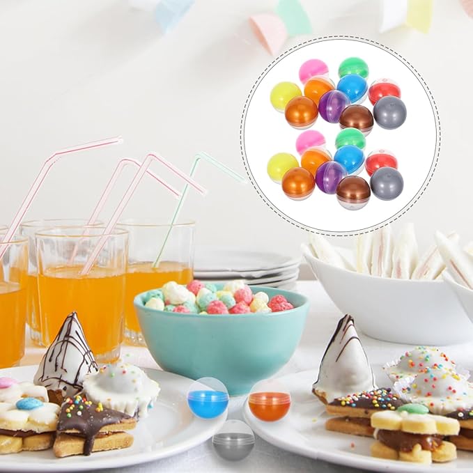 Vaguelly 50pcs Plastic Fillable Capsules 1.3 Inch Vending Machine Capsules Bauble Sphere Openable Twisted Balls Sphere Grab Balls Claw Machines Prizes Containers