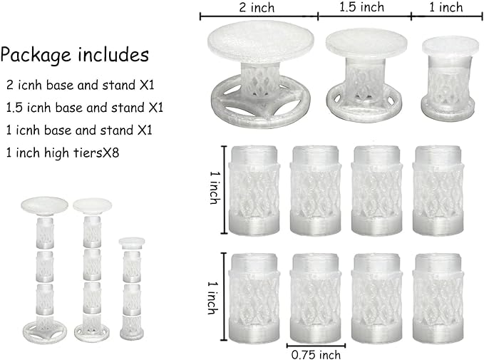 Combat Risers for Flying Miniatures, DND TRPG Terrain Flight Stands, Raised Platforms, 8 Adjustable Tiers with 3 Stands and Bases, Crystal white