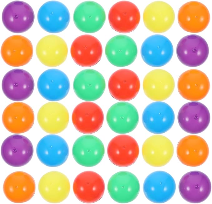 Amosfun 50pcs Gumball Vending Machine Capsules - 1.7 Inch Empty Colored Round Capsules Plastic Containers for Prizes Party Favors Goodie Bag Fillers
