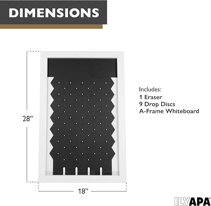 Ilyapa Large Prize Drop Board Game - 18x28 Inch Portable Penny Drop Game for Events and Trade Show - Wooden A-Frame Chalkboard Sign, Eraser