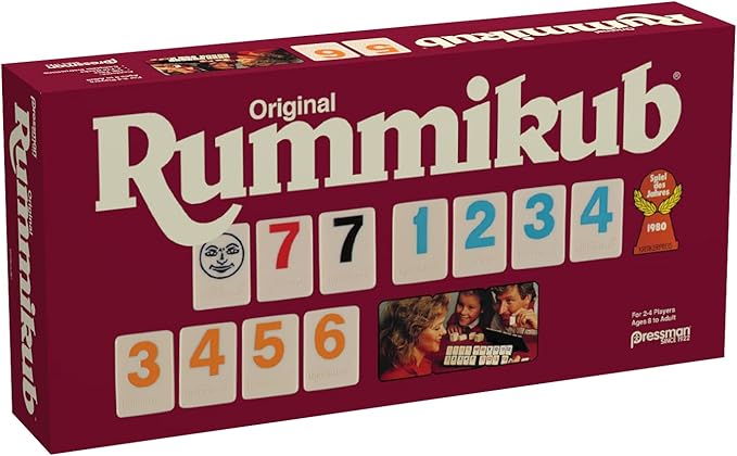 Pressman Original Retro Style Large Numbers Rummikub - Includes Tiles with Bright, Over-Sized, Inset Numbers for Easy Viewing, Multi Color