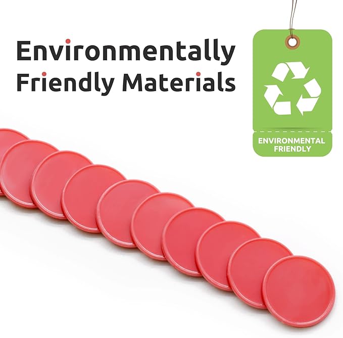 Set of 100 Opaque Plastic Learning Counters Mini Poker Chips Game Tokens with Storage Box (Red, 1 Inch)