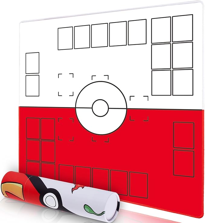 2 Player Compatible Playmats for Cards - 2 Player Battle Mat Stadium Board for TCG Play Mat Board Game- Playmat for Trainers (Red)