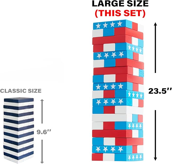 Flag Large Tower Game Outdoor Games 54 Blocks Stacking Game Includes Carry Bag