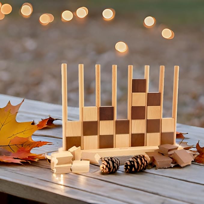 4 in A Row - Handcrafted Beechwood Four in A Row, Elegant Chess-Like Design Lawn Game As Table Decor, Outdoor for Family Play at Beach, Park, Back Yard and Lawn