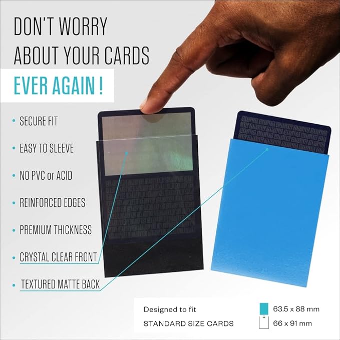 Ryker Sleeves Standard Size Matte Card Sleeves Compatible with Magic The Gathering MTG Pokemon Trading Cards and Board Games (1 Pack, Blue)