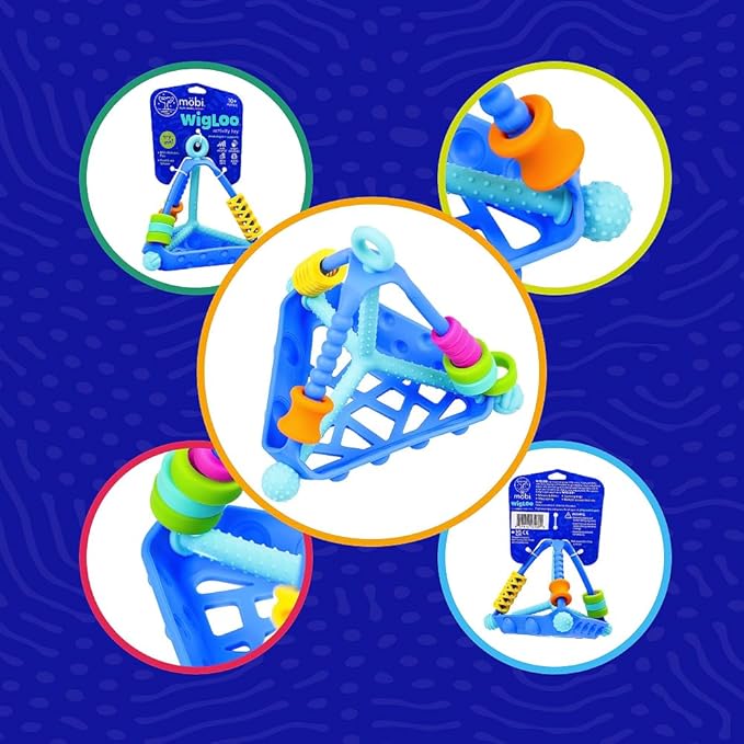 Mobi Wigloo Activity Toy - Sensory Activities for Toddlers and Kids, Teething Toy Made with Food Grade Silicone, BPA and Phthalate Free - Babies 6-12 Months and Up, Pack of 1
