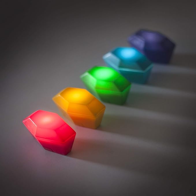 Starlux Games Protectors of The Rainbow - Gem Replacement Set | Ages 4+ | Includes 5 Glowing Gems & All Required Batteries | Hide & Seek Toys | Light Up Toys | Glow in The Dark Game for Kids