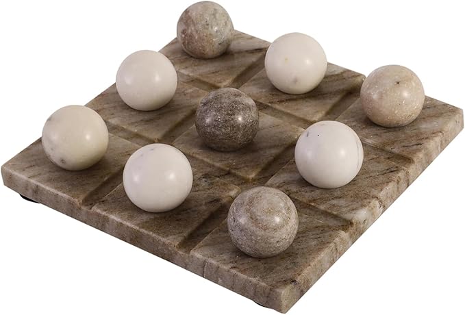 Handmade Marble Tic Tac Toe Board Game with Theme Diwali Gift X O Game Diwali Gift and Gift for Student