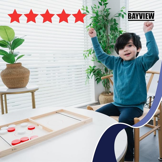 Fast Sling Puck Game - Slingshot Toy Games - Wooden Games for Family - Reliable Sling Puck Board Game - Fast-paced Fun for Family Night - Sling Puck Game by Bayview