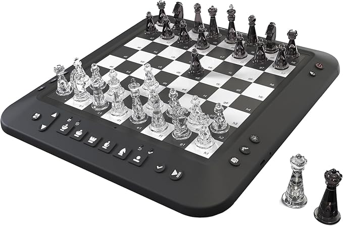 Electronic Chess Set, Chess Set Board Game, Computer Chess Game, Electronic Chess Game, LEDs,Built-in Battery, Great Partner for Play and Practice (Black)