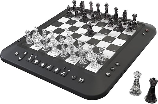 Electronic Chess Set, Chess Set Board Game, Computer Chess Game, Electronic Chess Game, LEDs,Built-in Battery, Great Partner for Play and Practice (Black)