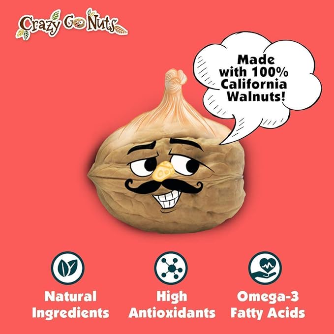 Crazy Go Nuts Walnuts Garlic Parmesan - Healthy Snacks, Keto, Low Carb, Gluten Free, Superfood-Natural, ALA, Omega 3 Fatty Acids, Good Fats, and Antioxidants - 1.25 Oz, 6-Pack