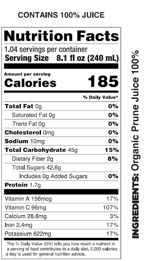 Pomona Organic Juices Pure Prune Juice, 8.4 Ounce Bottle (Pack of 12), Cold Pressed Organic Juice, Non-GMO, No Sugar Added, Not from Concentrate, Gluten Free, Kosher Certified, Preservative Free