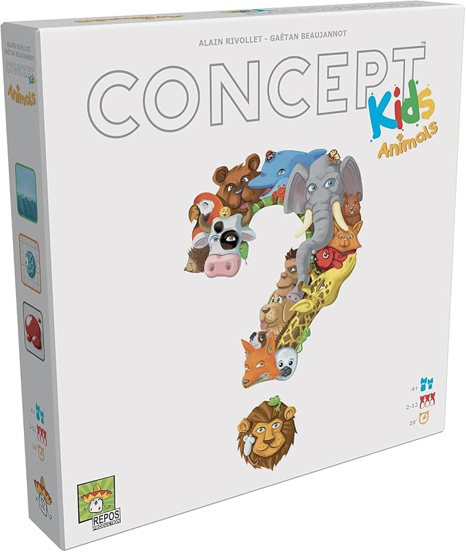 Concept Kids Animals - Cooperative Animal Guessing Game for Children! Fun Family Board Game for Kids & Adults, Ages 4+, 2-12 Players, 20 Minute Playtime, Made by Repos Production