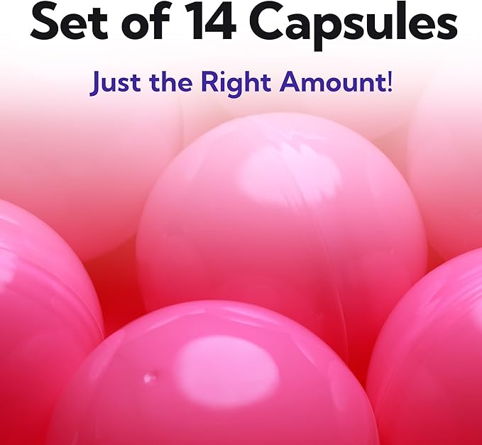 Vending Machine Capsules - 3" PINK Empty Plastic Capsules - 14 Pcs Toy Capsule - Pink Round Large Easter Eggs - Bath Bombs Molds - Party Favors DIY Craft Supplies