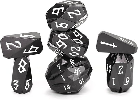 Metal DND Dice Set D and D, Dungeons and Dragons Dice of 7 RPG Dice Set Metal Unique Cool Polyhedral Dice Set with Cardboard Box for Role Playing Games TTRPG Gifts (Black)