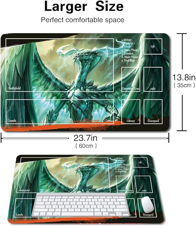 Board Game MTG Playmat Games Size 60X35 cm CCG Compatible for TCG RPG CCG Play mats (UGIN, The Spirit Dragon-Zone)