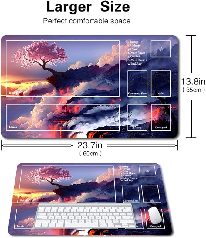 Board Game MTG Playmat Games Size 60X35 cm CCG Compatible for TCG RPG CCG Play mats (Pink Tree-Zone)