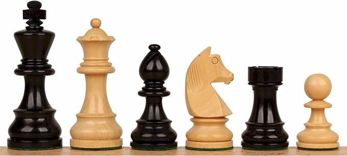 Hastha Kalalu | Tournament Series Staunton Style Chess Pieces Only Chess Set, German Knight Luxury Wooden Chess Set, Hand Carved Weighted Chess Pieces (Ebonized Boxwood: Boxwood, 3 Inches)