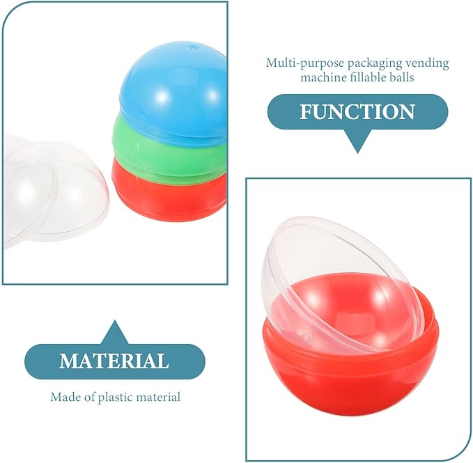 Homoyoyo 50pcs 45mm/1.77inch Vending Machine Capsules Round Empty Claw Machine Balls Clear Gumball Capsules DIY Craft Supplies for Party Favor