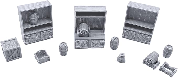 Tavern Bar Furniture Set by EC3D, 3D Printed Tabletop RPG Scenery and Wargame Terrain 28mm Miniatures