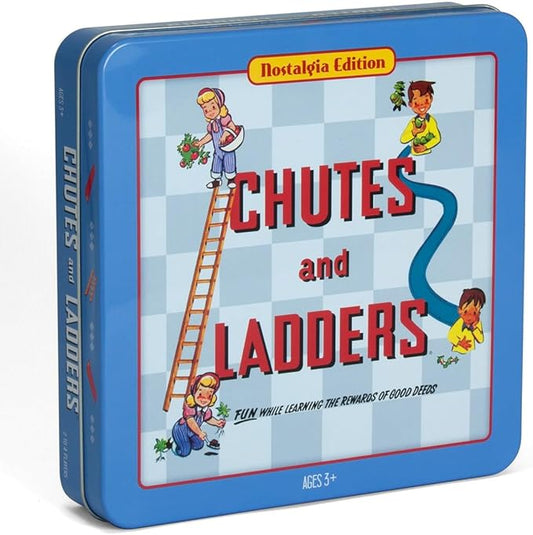 WS Game Company Chutes and Ladders Nostalgia Edition Board Game in Collectible Tin