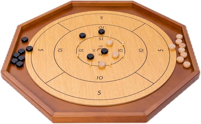 Tournament Crokinole & Checkers, 30" Official Crokinole Board Game | 26" Playing Surface, 24 Black & White Discs, Canadian Heritage Tabletop Games, Dexterity Krokinole Games Families and Friends