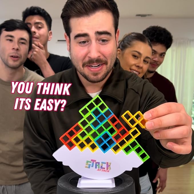 Stack Attack - Fun for Kids and Adults, Stacking Balance Game, Perfect for Family Game Night, Classrooms, Portable for Travel, Popular Social Media Games, Ages 3+