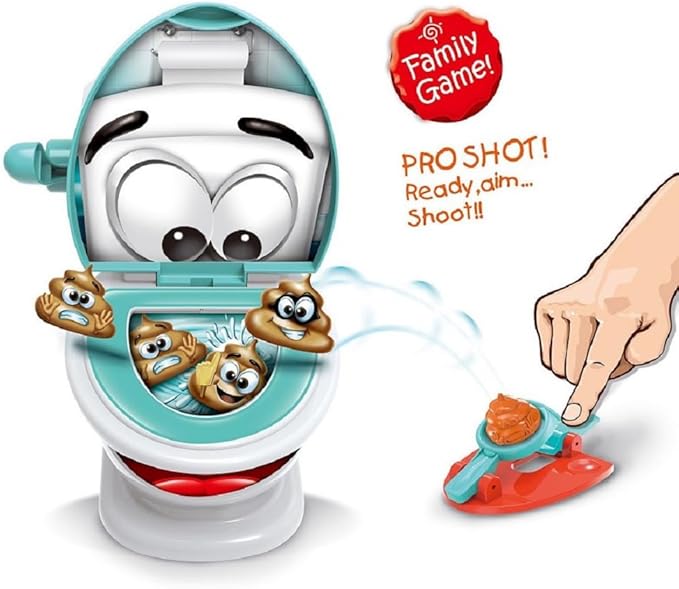 Poop Shoot Toilet Game, Funny Poop Family Board Game for Kids and Adults, Includes 12 Poop Toys, 2 Launchers and A Sticker, Gift for 4+ Year Olds Kids
