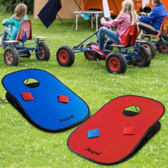 Juegoal 3x2ft Collapsible Portable Cornhole Game Set with 2 Cornhole Boards, 10 Bean Bags, Carrying Bag, and Tic Tac Toe Game Indoor Outdoor Yard Toss Game