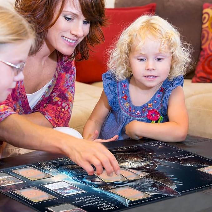 Playmat with Zones for MTG Card Game Playing, 24"x14" Commander Deck Gaming Desk Duel Mat for Beginner, Cat Warrior Space