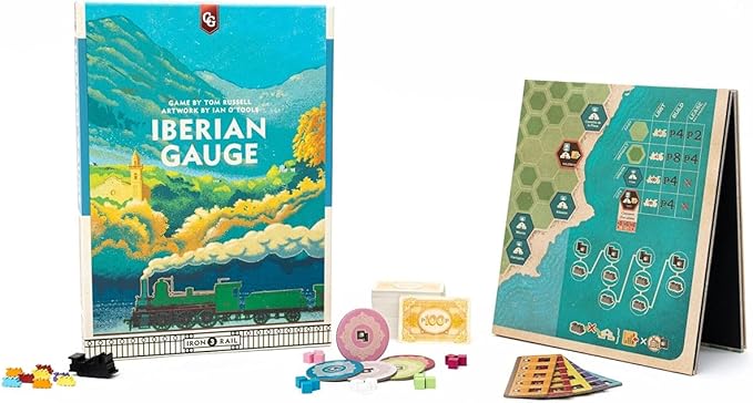 Iberian Gauge, Strategy Board Game, Game of Building Railroads Across Peninsula, 60 Minute Play Time, 3 to 5 Players, Ages 14 and Up
