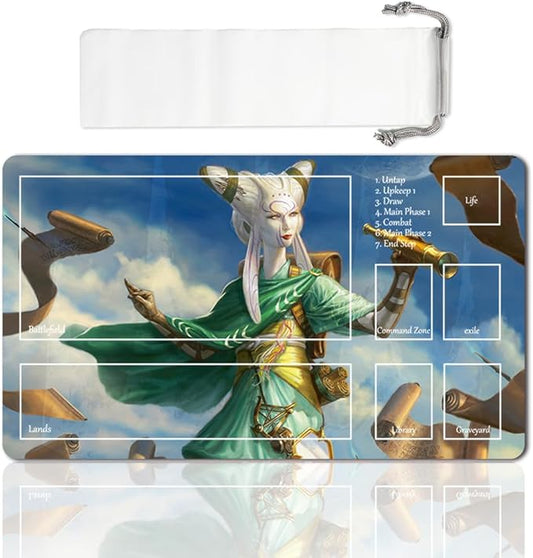 Board Game MTG Playmat Games Size 60X35 cm CCG Compatible for TCG RPG CCG Play mats (Tamiyo,-The-Moon-Sage-Zone)