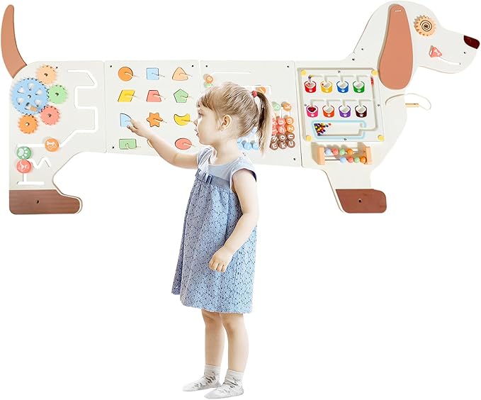 Sensory Board Toys for Kids: Montessori Interactive Educational Panels for Motor Skills - Activity Wall Furniture for Classrooms Daycares Playrooms - Dog Wall Toys for Autism