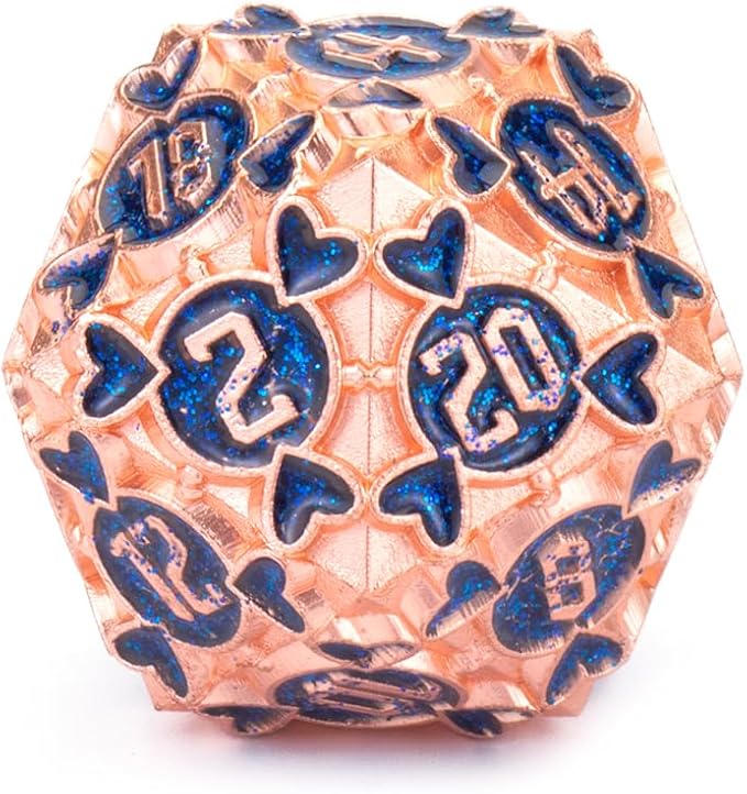 DND Metal Dice 7pcs D&D Dice Set Box Suitable for Dungeons and Dragons MTR PRG Tabletop Games (Champagne-Blue)