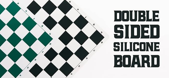 20 Inch Patented Chess Board - Foldable & Reversible Tournament Regulation Size Silicone Mat - Spill-Proof, Stain-Resistant, Roll-Up Travel Double-Sided Board for Adults and Kids - Portable & Durable.