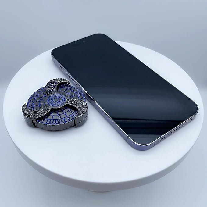 D&D Themed Fidget Spinner, dice Spinner, D4,D6, D8, D10, D12,D20,D% 7-in-1 Metal dice, Perfect for D&D Dungeons and Dragons, RPG and Pathfinder Role Playing Games (Black Blue)