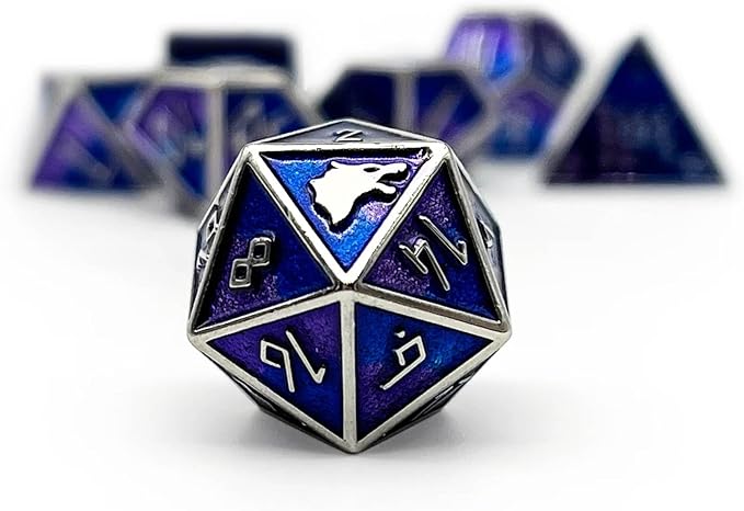 Norse Foundry Hati Norse Series: 7-Piece Metal Dice Set for RPG, DND, Pathfinder - Premium Craftsmanship, Stylish Design and Family Fun, for Gamers